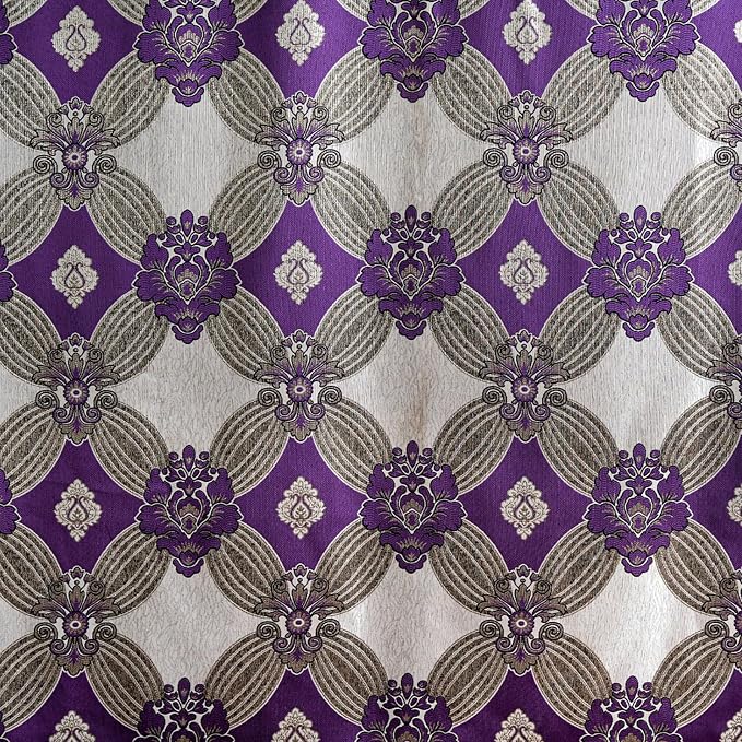 Petrichor Elegant Curtains with Gold Silver Threads 2 Panels Set - Luxury Window Treatment Attached Valance, Sheer Backing, and 2 Tie Backs for Bedroom and Living Room, 54x84 inches, Purple