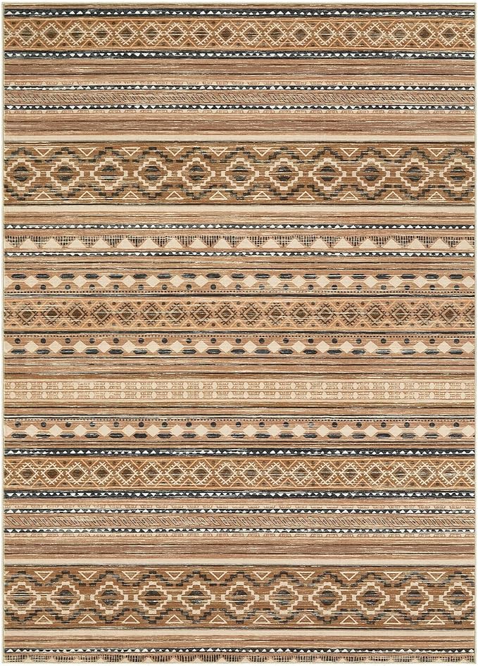 cotiled 5x7 Area Rugs Living Room Rug: Washable Boho Rugs with Non Slip Backing Large Soft Indoor Stain Resistant Carpet for Bedroom Farmhouse Dining Room Lightweight Home Decor Brown/Beige