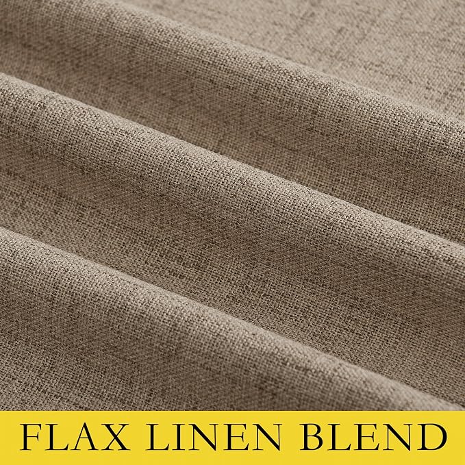 NICETOWN Burlap Vintage Open Linen Weave Flax Thermal Curtains, 100% Blackout Curtains 95" Long for Dining Room, Soundproof Window Treatment Drapes for Home Office, 62" Wide Per Panel, Set of 2