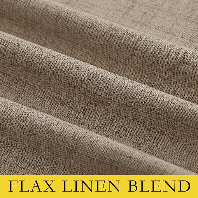 NICETOWN Burlap Vintage Open Linen Weave Flax Thermal Curtains, 100% Blackout Curtains 108" Long for Dining Room, Soundproof Window Treatment Drapes for Hall Room, 52" Wide Per Panel, Set of 2