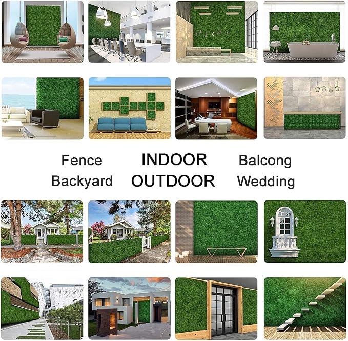 Sunnyglade 24 Pieces 20"x 20" Artificial Boxwood Panels Topiary Hedge Plant, Privacy Hedge Screen Sun Protected Suitable for Outdoor, Indoor, Garden, Fence, Backyard and Decor (20in x 20in x 24)