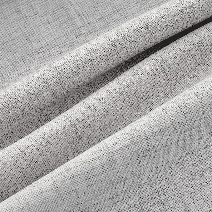 MIULEE 100% Blackout Linen Curtains for Bedroom, Greyish White Solid Luxury Decor Thermal Insulation Room Darkening Drapes for Living Room Back Tab Rod Pocket 42 x 84 Inches, 2 Panels