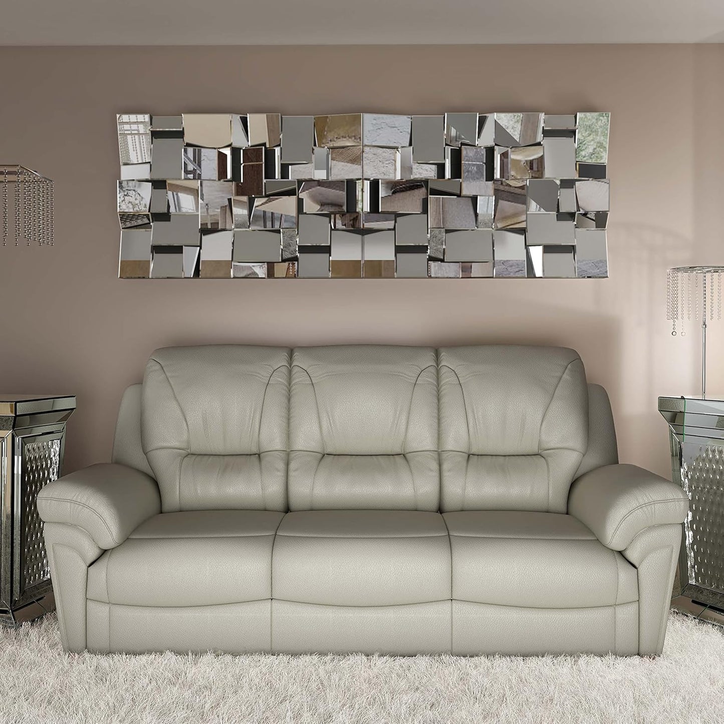 KOHROS Modern Geometric Irregular Mirror for Wall Decor 44" x 30" Decorative Mirror with Beveled Glass for Entryway Hallway Living Room Home Decor Horizontal or Vertical Hanging