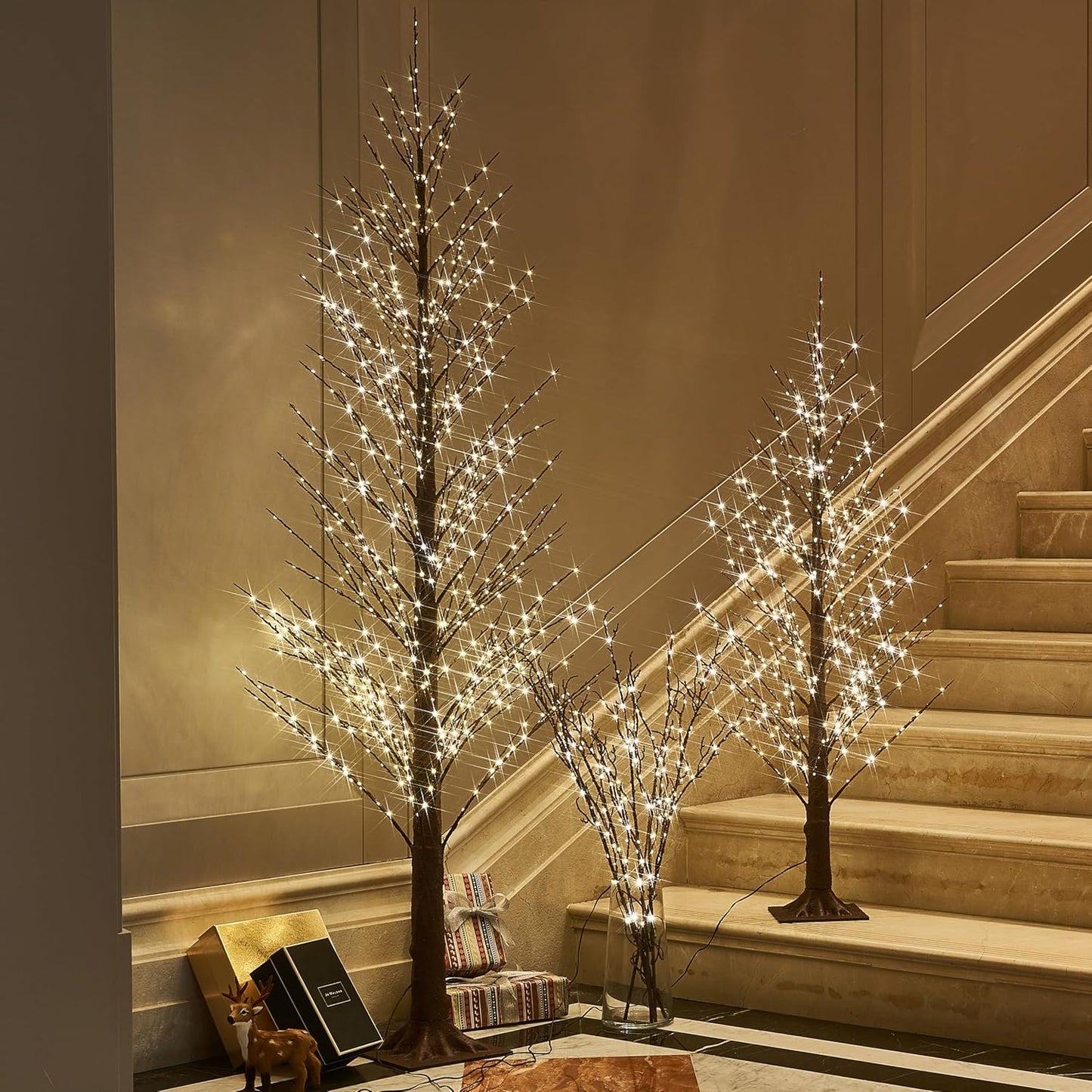 Fudios Lighted Alpine Tree Brown Willow 6FT 810 LED Fairy Lights,Artificial Winter Twig Trees Plug in for Christmas Indoor Outdoor Home Decoration