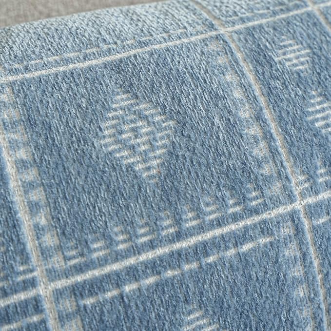 BlissBlush Decorative Throw Pillow Covers 20x20 Set of 2, Coastal Blue Textured Chenille Accent Throw Pillow Covers for Couch Sofa Bed Living Room Home Décor, Blue (Cover Only)