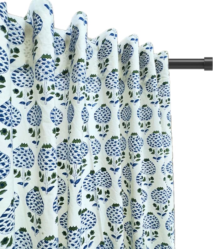 ATOSII Cotton Curtains (Roma Blue, 1 Panel - W 60" X L 108")