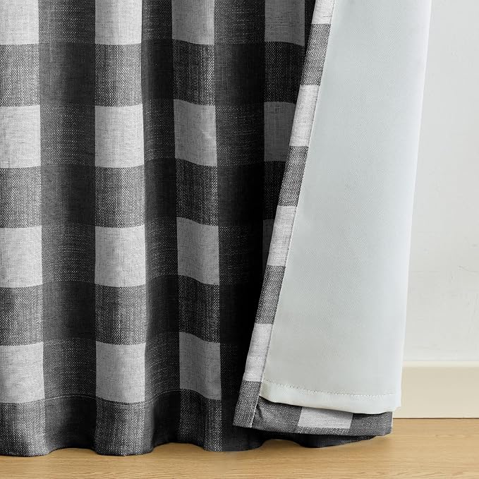 Grainger Rod Pocket Back Tab Window Curtain Panel, Black - 52" W x 63" L