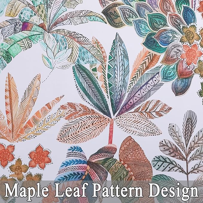 Estelar Textiler Blackout Curtains 63 Inches Long for Living Room,Colorful Leaves Print Thermal Curtainsfor Bedroom,Farmhouse Leaf Grommet Curtains Home Decoration,Set of 2 Panels,52Wx63L