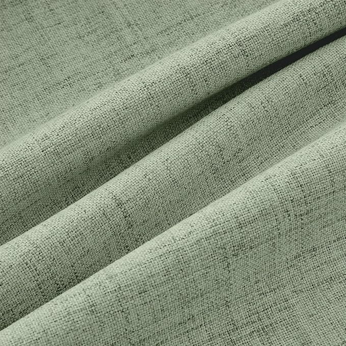 MIULEE 100% Blackout Linen Curtains for Bedroom, Sage Green Solid Luxury Decor Thermal Insulation Room Darkening Drapes for Living Room Back Tab Rod Pocket 42 x 63 Inches, 2 Panels