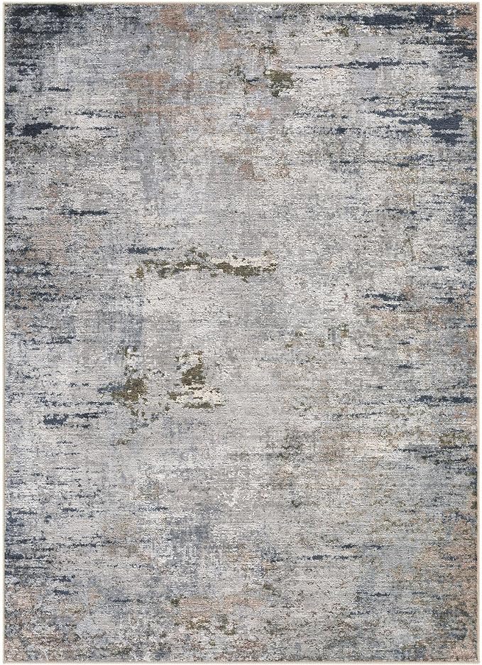 DMOYEST Area Rug Living Room Rugs - 10x12 Washable Large Soft Indoor Neutral Modern Abstract Low Pile Rug Carpet for Bedroom Dining Room Farmhouse Home Office - Blue/Grey/Brown