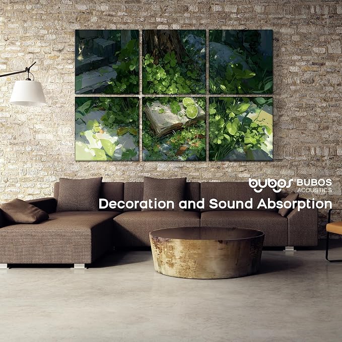 BUBOS 6 Pack Acoustic Wall Panels - High-Density Polyester Sound Absorbing Panels, Decorative Print Treatment for Recording Studio & Home Office, Peel and Stick, 23.6" x 23.6"