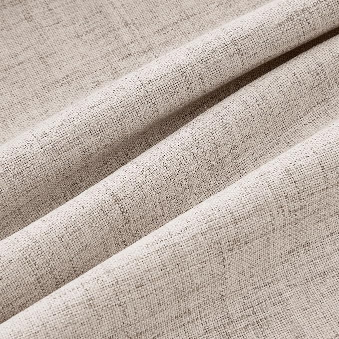 MIULEE 100% Blackout Linen Curtains for Bedroom, Khaki Solid Luxury Decor Thermal Insulation Room Darkening Drapes for Living Room Back Tab Rod Pocket 42 x 90 Inches, 2 Panels