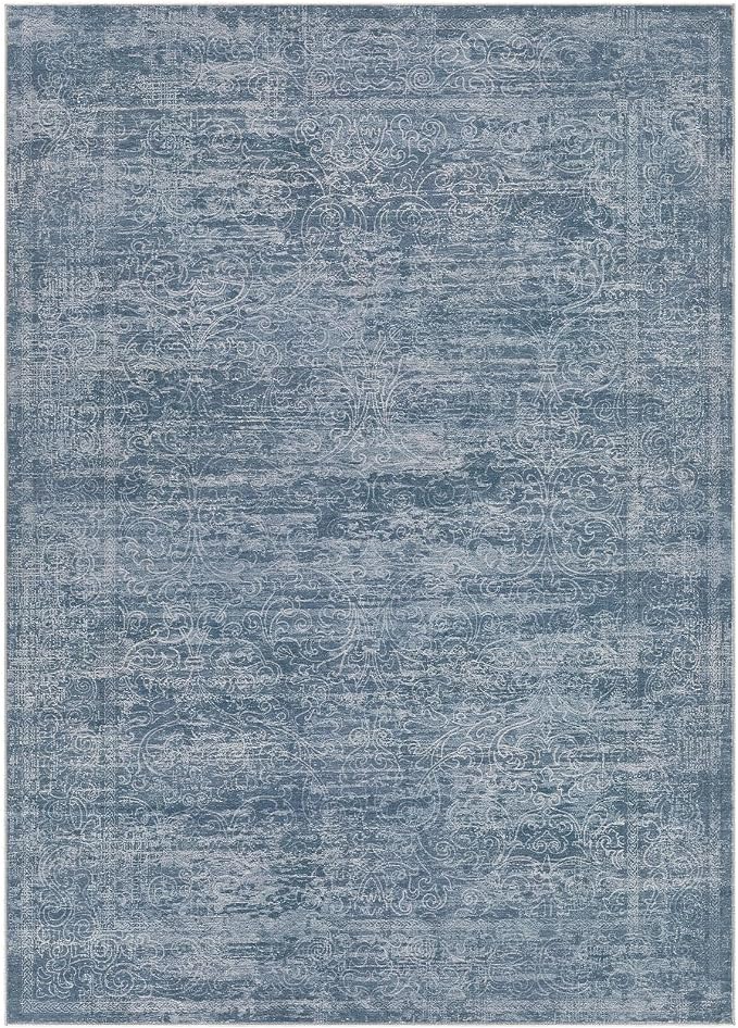 DMOYEST Area Rug Living Room Rugs - 8x10 Washable Large Soft Indoor Neutral Modern Abstract Low Pile Rug Carpet for Bedroom Dining Room Farmhouse Home Office - Dark Blue