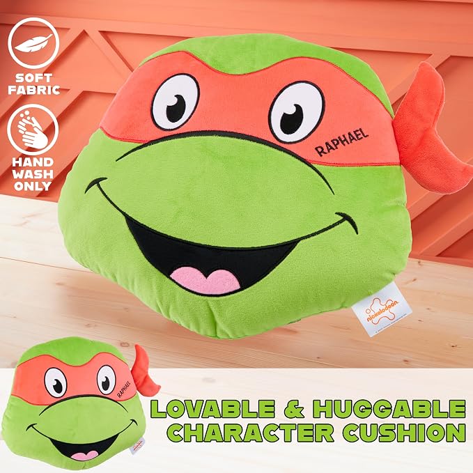 Teenage Mutant Ninja Turtles Plush Cushion Pillow, Soft Plush Throw Pillow Cute Fluffy Cushion Bedroom Decor, Gifts for Teens, Women (Green TMNT, L15 x W13.4)