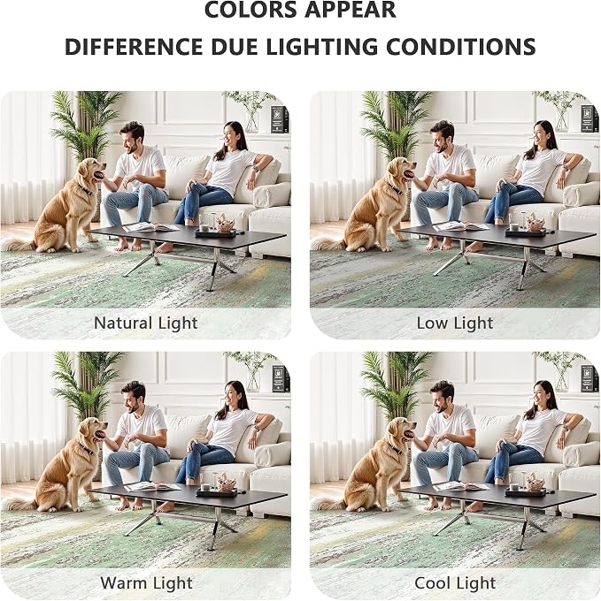 6x9 Area Rugs, Abstract Modern Ultra Soft Washable Rug, Non Slip Carpet with Rubber Back Stain Resistance Rugs for Living Room, Bedroom, Dining Room Decor(Light Green/Cream)