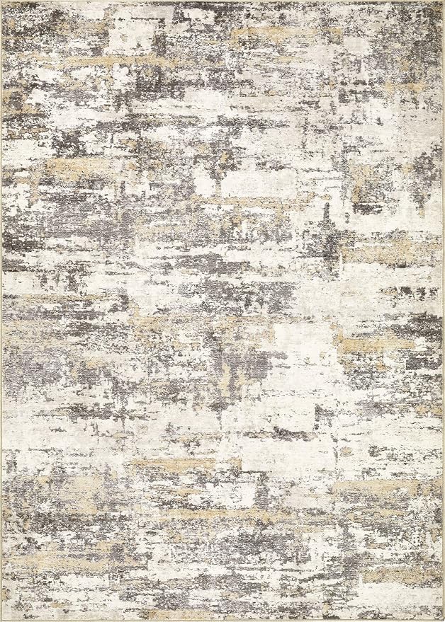Area Rugs for Living Room: 4x6 Abstract Washable Rug Modern Neutral Large Soft Stain Resistant Non-Slip Backing Machine Table for Bedroom Dining Room Indoor Home Office Carpet - Gold Brown