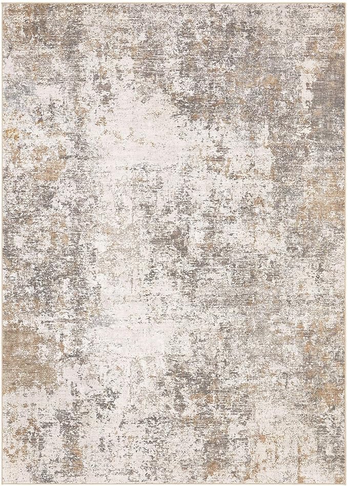 Area Rugs for Living Room: 10x12 Abstract Washable Rug Modern Neutral Large Soft Stain Resistant Non-Slip Backing Machine Table for Bedroom Dining Room Indoor Home Office Carpet - Brown Grey