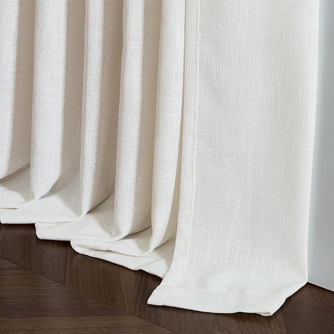 Cream Ivory Linen Pleated Curtains 30 Inch Length Light Filtering Semi Sheer Mini Curtains for Small Window Basement Bathroom Pinch Pleat Boho Farmhouse Short Kitchen Drapes Laundry Room RV 40x30