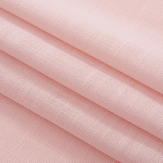 Pink Linen Curtains 84 Inch Length 2 Panels Set for Living Room Light Filtering Semi Sheer Curtains Cherry Blossom Pink Decor Modern Elegant Back Tap Drapes Nersury Bedroom 52ラ84 Inch