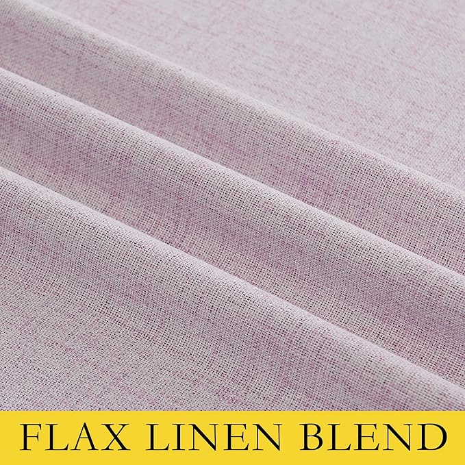 NICETOWN Pink Vintage Linen 100% Blackout Curtains for Dining Room, Thermal Insulated Curtains 54" Long, Noise Reducing Window Treatment Drapes for Kitchen, 42" Wide Per Panel, Set of 2