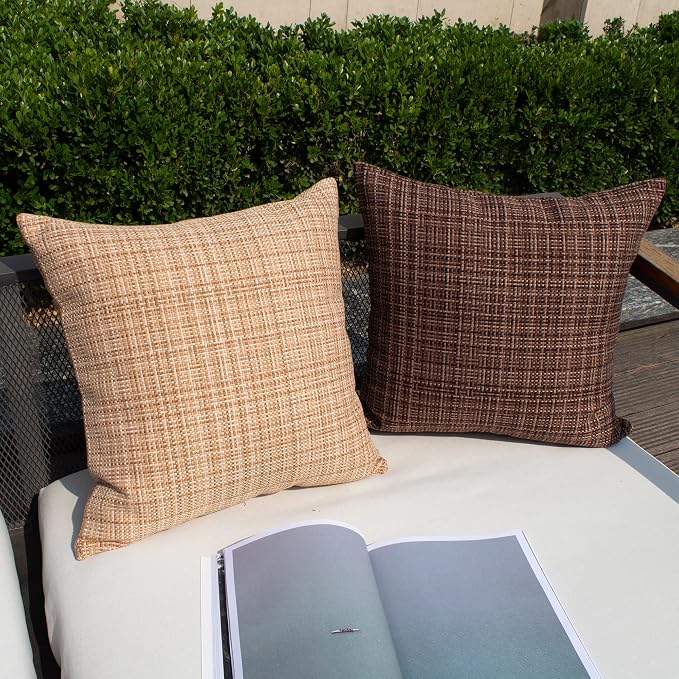 Kevin Textile Pack of 2 Outdoor Waterproof Pillow Covers Throw Pillow Covers Decorative Pillowcases Pillow Cases for Sofa Couch Patio Garden 24x24 Inch Beige