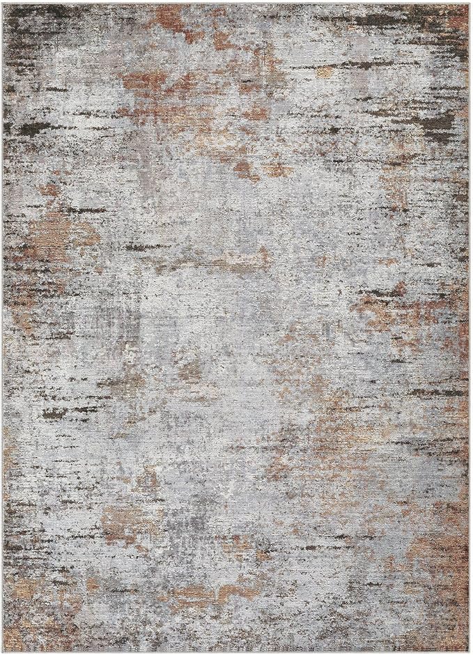 DMOYEST Area Rug Living Room Rugs - 8x10 Large Soft Indoor Neutral Modern Abstract Low Pile Washable Rug Carpet for Bedroom Dining Room Farmhouse Home Office - Grey Rust
