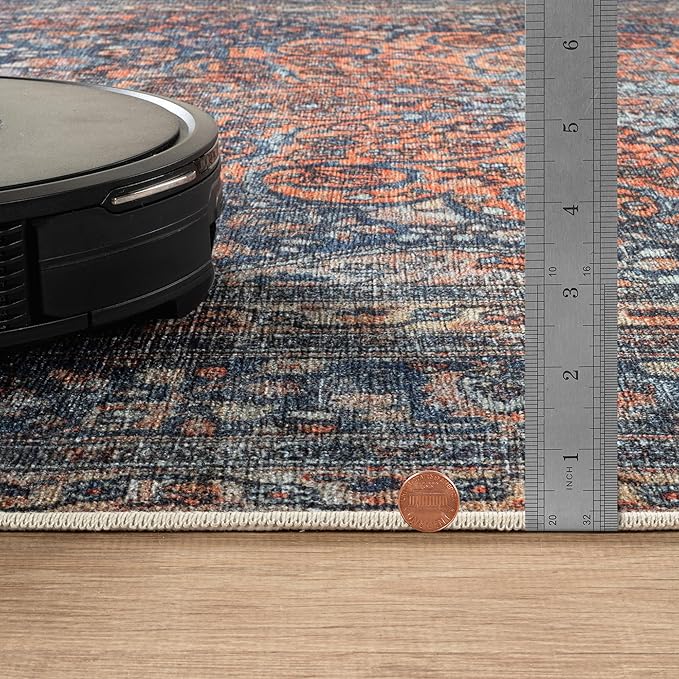 Bloom Rugs Washable Non-Slip 6' x 9' Rug - Multicolor Traditional Medallion Area Rug for Living Room, Bedroom, Dining Room, and Kitchen - Exact Size: 6' x 9'