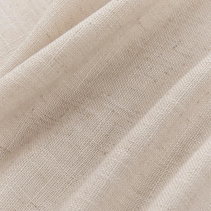 Joydeco Linen Curtains for Living Room,Semi Sheer Drapes Window Long Curtains 90 inches Long Pink Beige