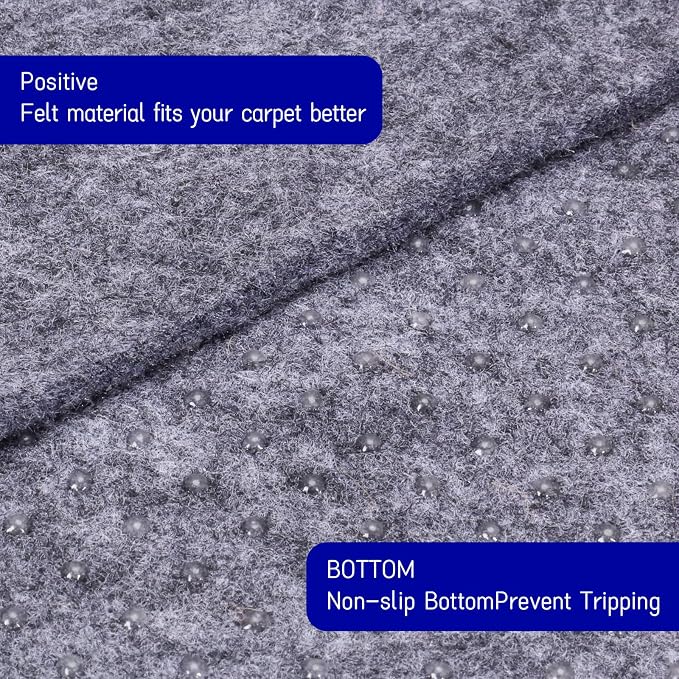 Non Slip Rug Pad 4 x 6 Ft, Felt Under Rug Cushioning, Carpet Padding for Area Rugs on Hardwood, Laminate & Tile Floors, Keeps Rugs Secure
