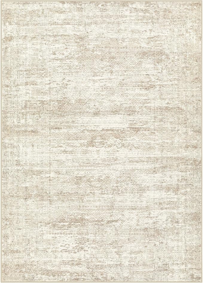 UERMEI 6x8 Area Rug Living Room Rugs - Washable Neutral Modern Abstract Soft Thin Rug Indoor Floor No Slip Rug Carpet for Bedroom Under Dining Table Home Office Decor - Beige/Brown