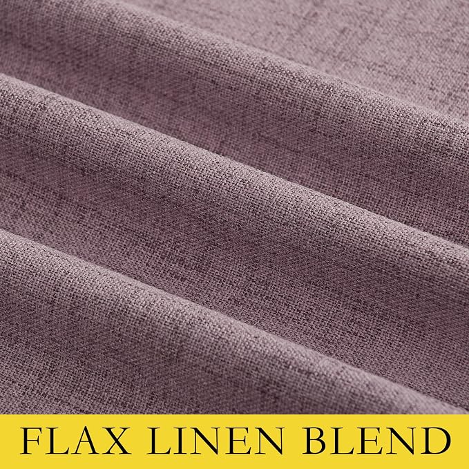 NICETOWN Chaise Mauve Vintage Linen 100% Blackout Curtains for Living Room, Thermal Insulated Curtains 84“ Long, Noise Reducing Window Treatment Drapes for Hall Room, 52" Wide Per Panel, Set of 2
