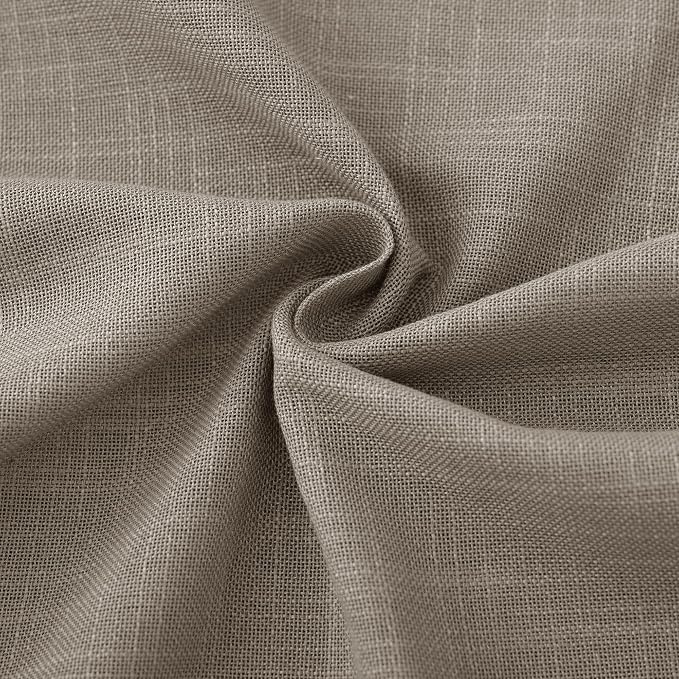 Taupe Linen Curtains 63 inches Long for Living Room Back Tab Rustic Farmhouse Semi Sheer Light Filtering Window Curtain Dining Room Soft Thick Flax Linen Textured Drapes Burlywood Birch Dark Brown