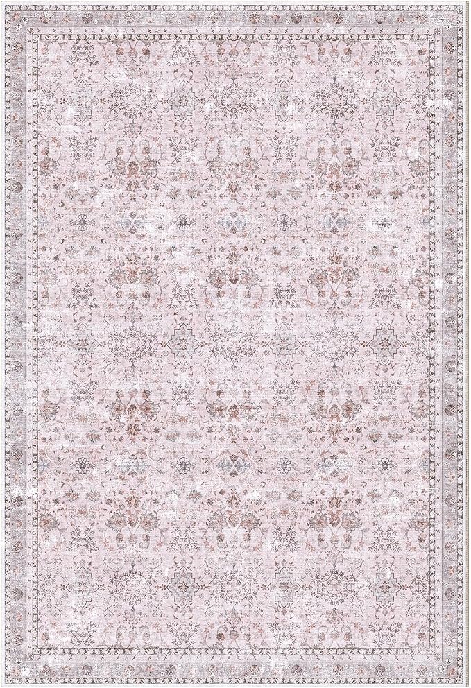 Sasttie 2x3 Rug, Ultra-Soft Washable Rug, Low Pile Foldable Thin Carpets with Non-Slip Backing, Skin-Friendly Stain Resistant Carpet for Living Room, Bedroom, Kitchen, Dorm, 2x3, Pink