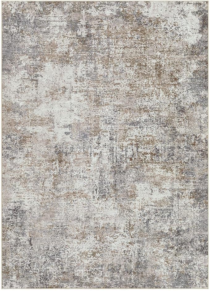 DMOYEST Area Rug Living Room Rugs - 9x12 Washable Large Soft Indoor Neutral Modern Abstract Low Pile Rug Carpet for Bedroom Dining Room Farmhouse Home Office - Brown/Grey/Black
