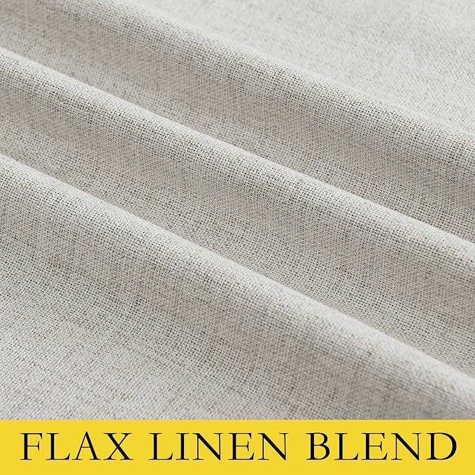 NICETOWN Snowbound Vintage Linen 100% Blackout Curtains for Living Room, Thermal Insulated Curtains 120" Long, Noise Reducing Window Treatment Drapes for Hall Room, 52" Wide Per Panel, Set of 2