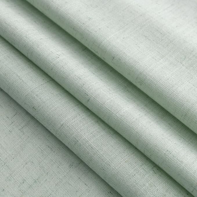 Nanspring Aqua Green Linen Curtains 52x72 Inch 2 Panels | Semi Sheer Light Filtering, Back Tab Rod Pocket, Living Room & Bedroom, Modern Farmhouse Decor