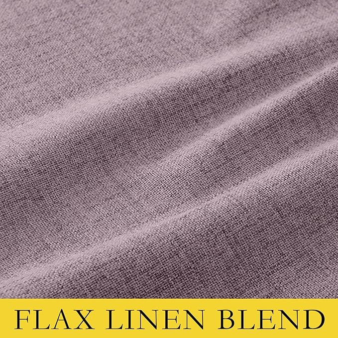 NICETOWN Chaise Mauve Vintage Linen 100% Blackout Curtains for Living Room, 52" Wide Per Panel, Set of 2, Thermal Insulated Curtains 90" Long, Noise Reducing Window Treatment Drapes for Home Cinema