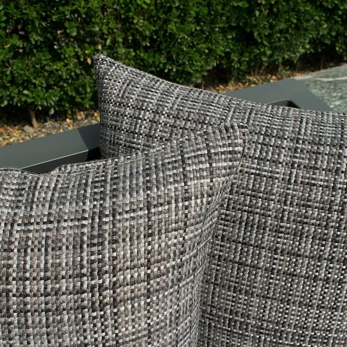 Kevin Textile Pack of 2 Decorative Outdoor Waterproof Throw Pillow Covers Lumbar Pillowcases Modern Cushion Cases for Patio Couch Bench 12 x 20 Inch Grey