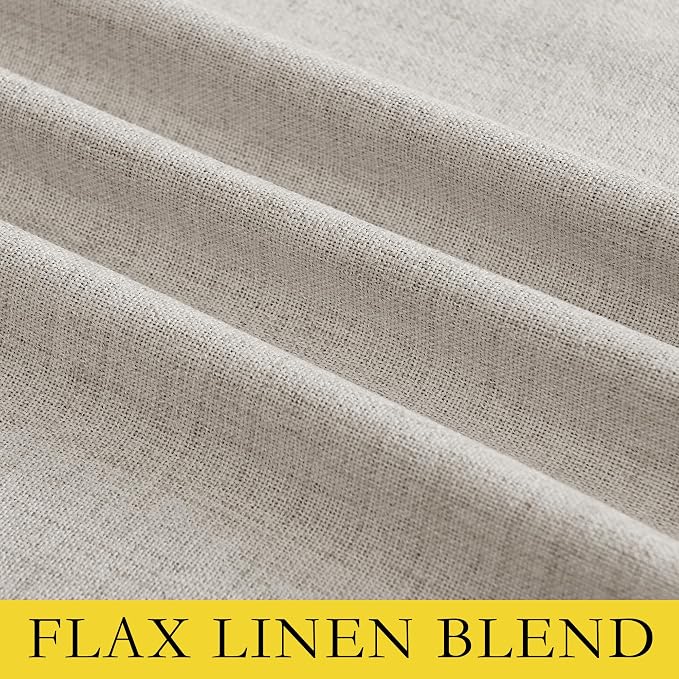 NICETOWN Brich Vintage Open Linen Weave Flax Thermal Curtains, 100% Blackout Curtains 63" Long for Dining Room, Soundproof Window Treatment Drapes for Gym Room, 42" Wide Per Panel, Set of 2