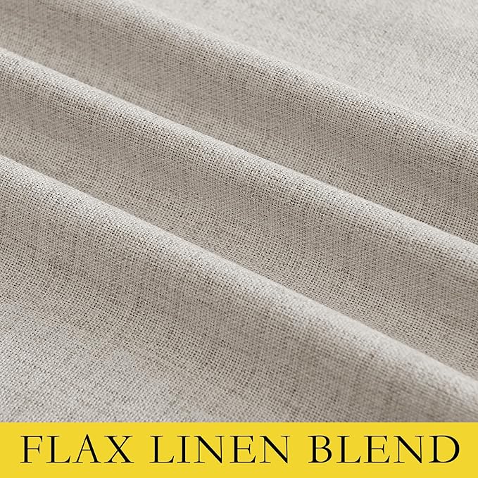 NICETOWN Brich Vintage Open Linen Weave Flax Thermal Curtains, 100% Blackout Curtains 90" Long for Dining Room, Soundproof Window Treatment Drapes for Home Office, 62" Wide Per Panel, Set of 2
