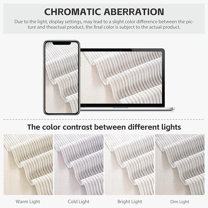 DriftAway Blackout Linen Ticking Striped Curtain Valance 18 Inches Beige | Double Layer Farmhouse Country Rustic Stripe Yarn Dyed Woven Thermal Insulated Rod Pocket Valance for Living Room