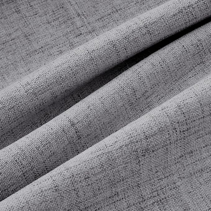 MIULEE 100% Blackout Linen Curtains for Bedroom, Glacier Gray Solid Luxury Decor Thermal Insulation Room Darkening Drapes for Living Room Back Tab Rod Pocket 42 x 72 Inches, 2 Panels