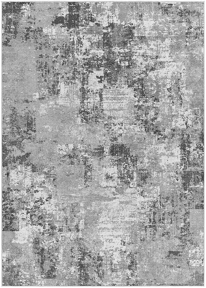 Tortania Washable 9x12 Area Rug for Living Room: Modern Abstract Neutral Large Soft Thin Rugs - Non Slip Indoor Carpet for Bedroom Dining Room Office Nursery Home Floor Decoration - Grey