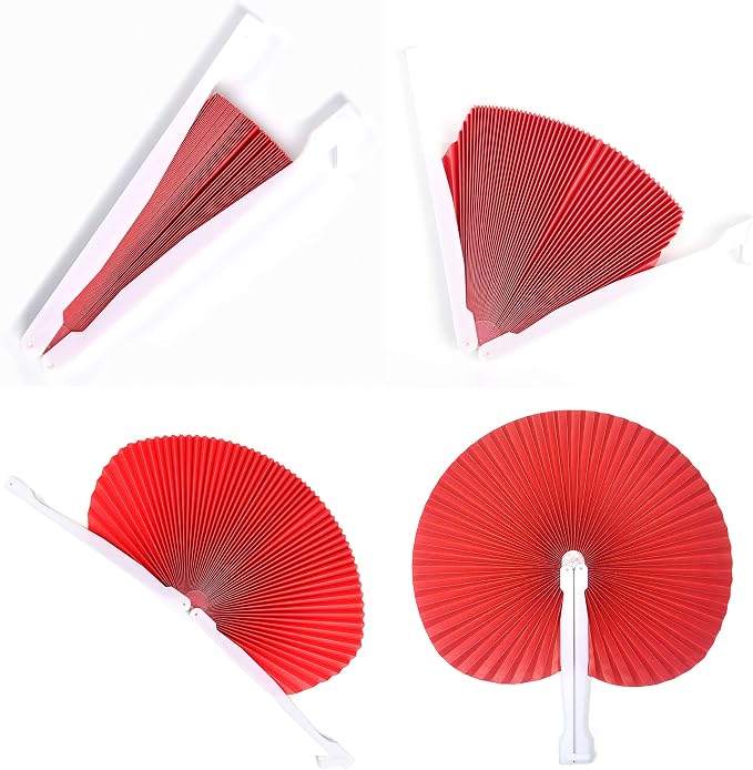 20 Pieces Red Round Paper Fans | Foldable Handheld Fans for Women,Folding Hand Fans for Wedding,Bridal Guest,Church,Party Favors,Dancing,Birthday,DIY