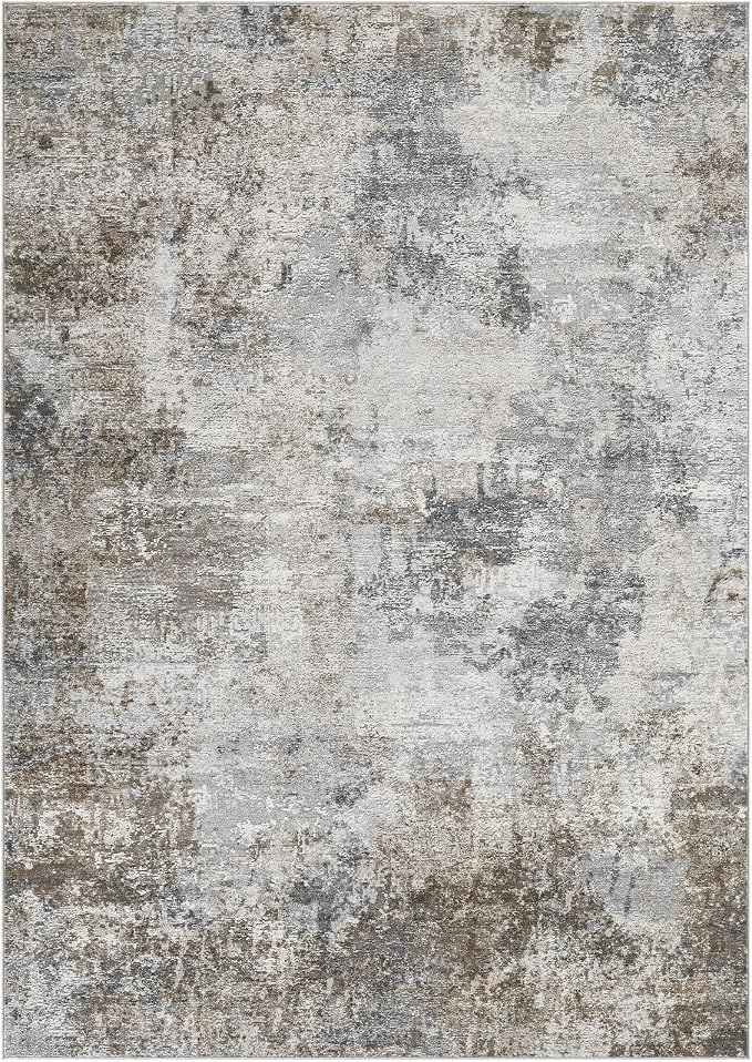 Tortania Washable 6x9 Area Rug for Living Room: Modern Abstract Neutral Large Soft Thin Rugs - Non Slip Indoor Carpet for Bedroom Dining Room Office Nursery Home Floor Decoration - Ash Taupe