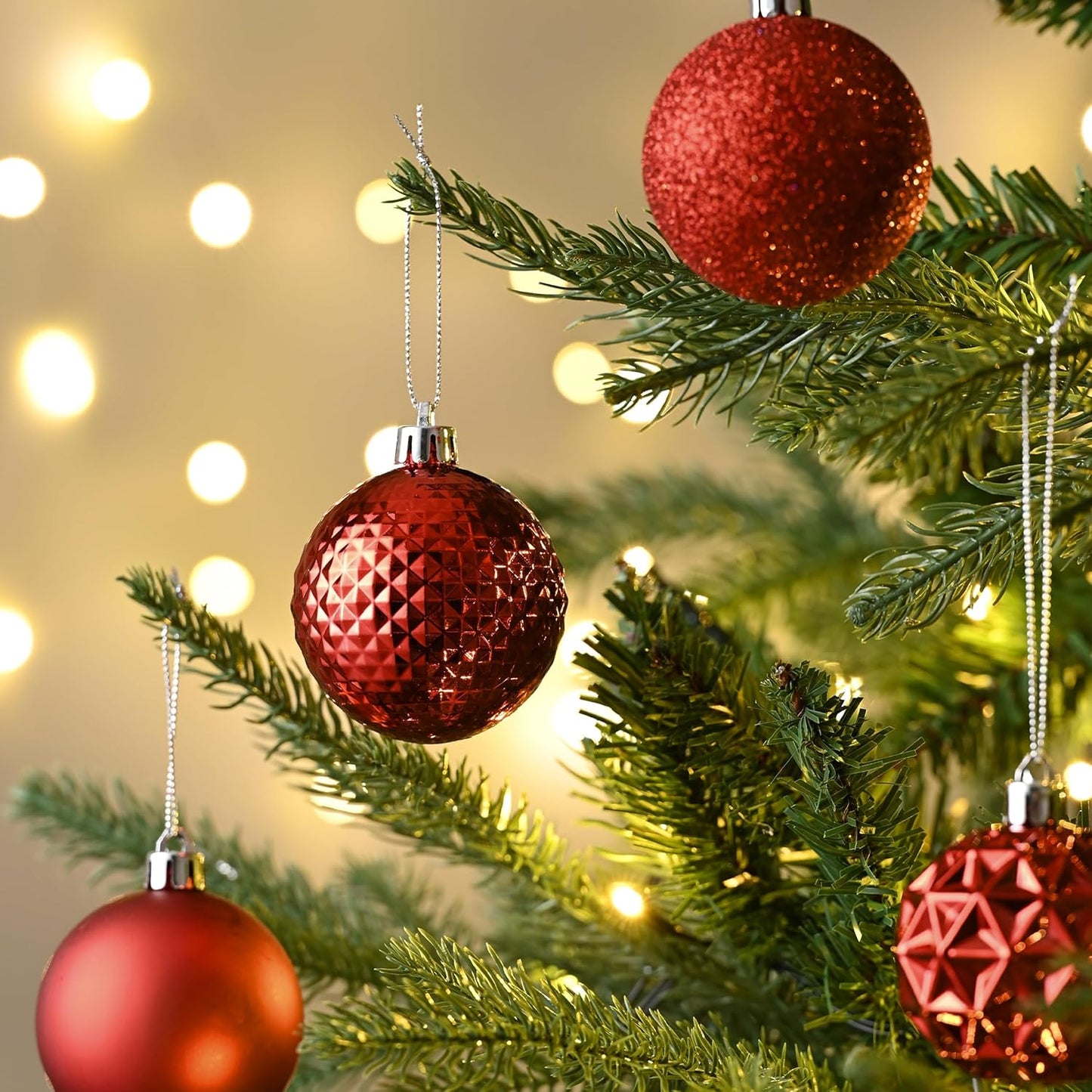 Valery Madelyn Christmas Tree Decorations Ornament Set for Fall Halloween, 50ct 2 Inches Red Shatterproof Christmas Ball Ornaments Hanging Xmas Holiday Party Decor