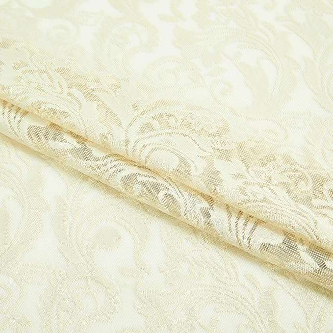 Bujasso Ivory Lace Sheer Curtains 84 inch Vintage Floral Sheer Window Curtain Panels for Living Room Bedroom Romantic Light Filtering Ivory Drapes Window Treatment Sets Grommet Top 2 Panels 54"Wx84"L