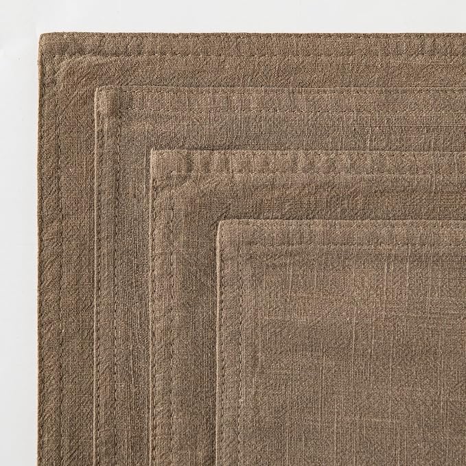 MIULEE Khaki Boho Linen Decorative Pillow Covers 24x24 Inch Pack of 4 | Natural Throw Pillow Covers Soft Farmhouse Couch Pillowcases Modern Home Decors for Living Room Bed Sofa