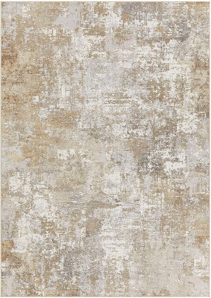 Tortania Washable 10x14 Area Rug for Living Room: Modern Abstract Neutral Large Soft Thin Rugs - Non Slip Indoor Carpet for Bedroom Dining Room Office Nursery Home Floor Decoration - Beige Brown