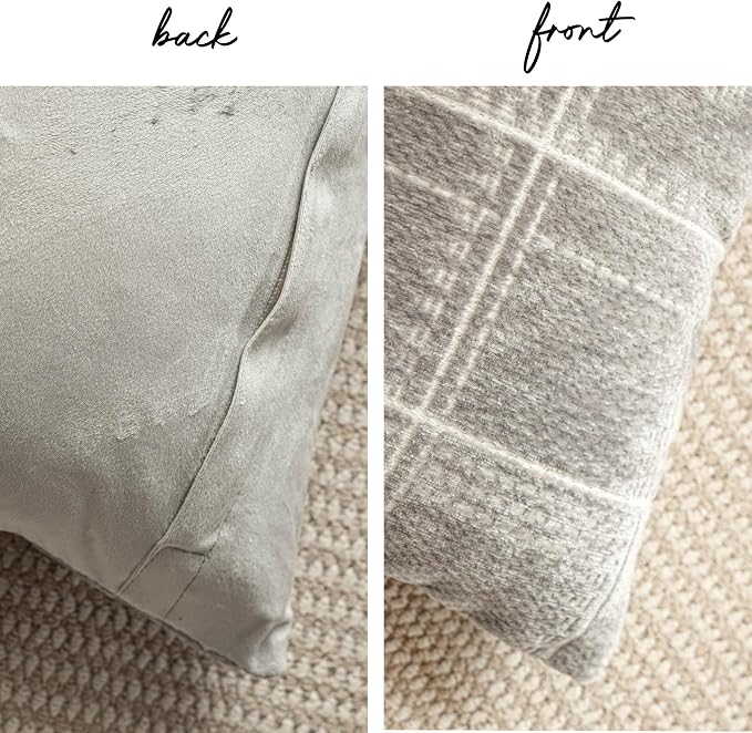 BlissBlush Decorative Lumbar Pillow Cover 14x36, Long Decorative Throw Pillow for Bed, Light Gray Boho Textured Chenille Accent Pillowcase for Bedroom Home Décor (Cover Only)